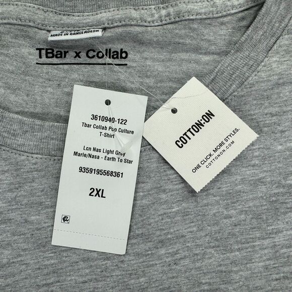 Cotton:On Mens Tbar Collab NASA Graphic Short Sleeve T-Shirt Gray 2XL - Picture 2 of 4